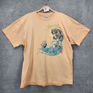 Vintage Caribbean Soul Mother Ocean Pirate T-Shirt‎ XL Mens Single Stitch Orange